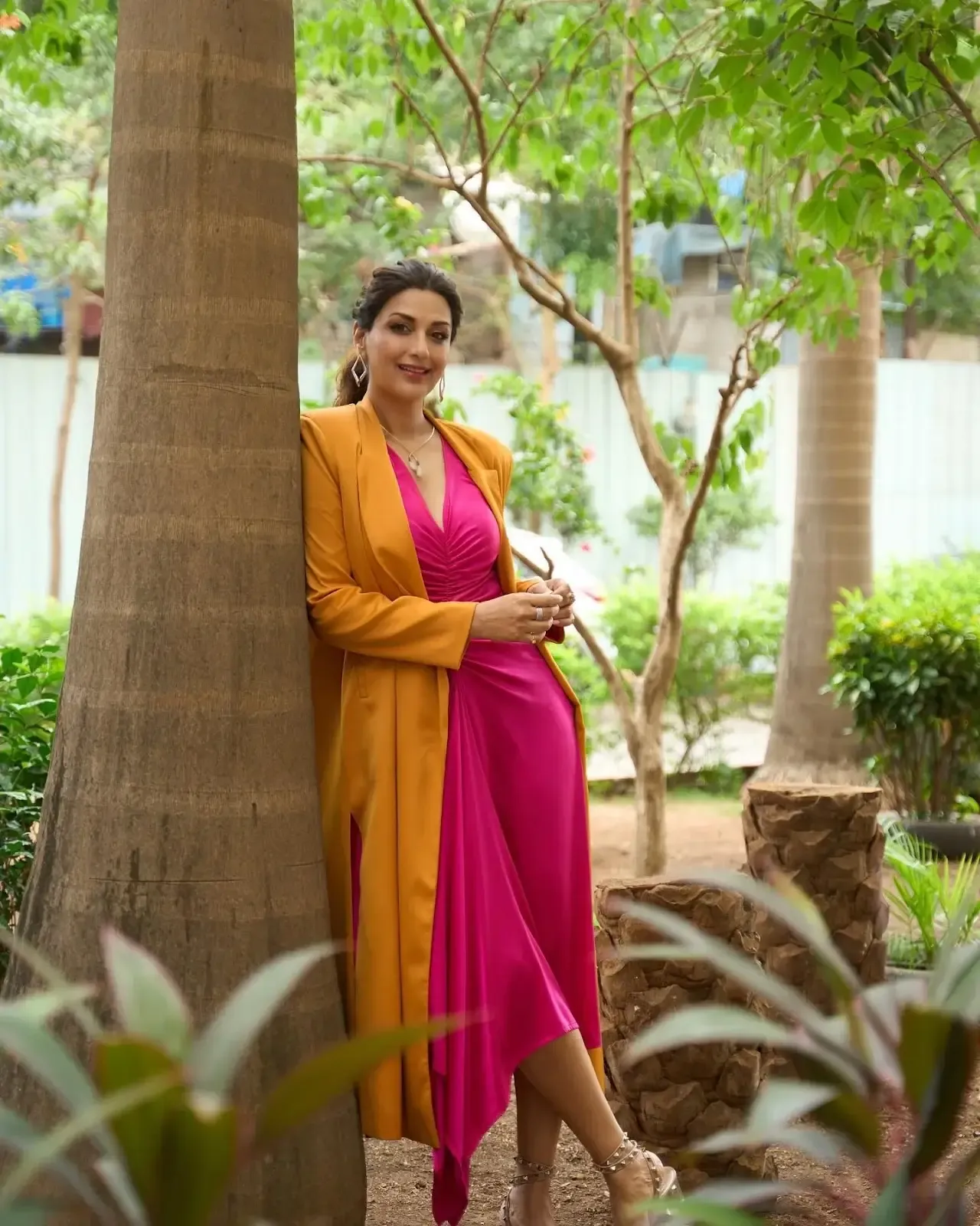 North Indian Actress Sonali Bendre in Traditional Orange Dress